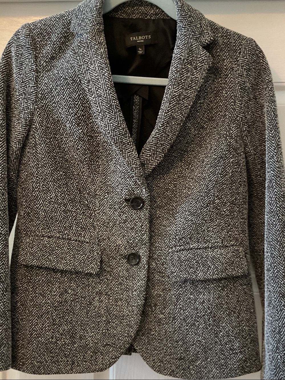 Talbots Gray Herringbone Women's Blazer Jacket, SP